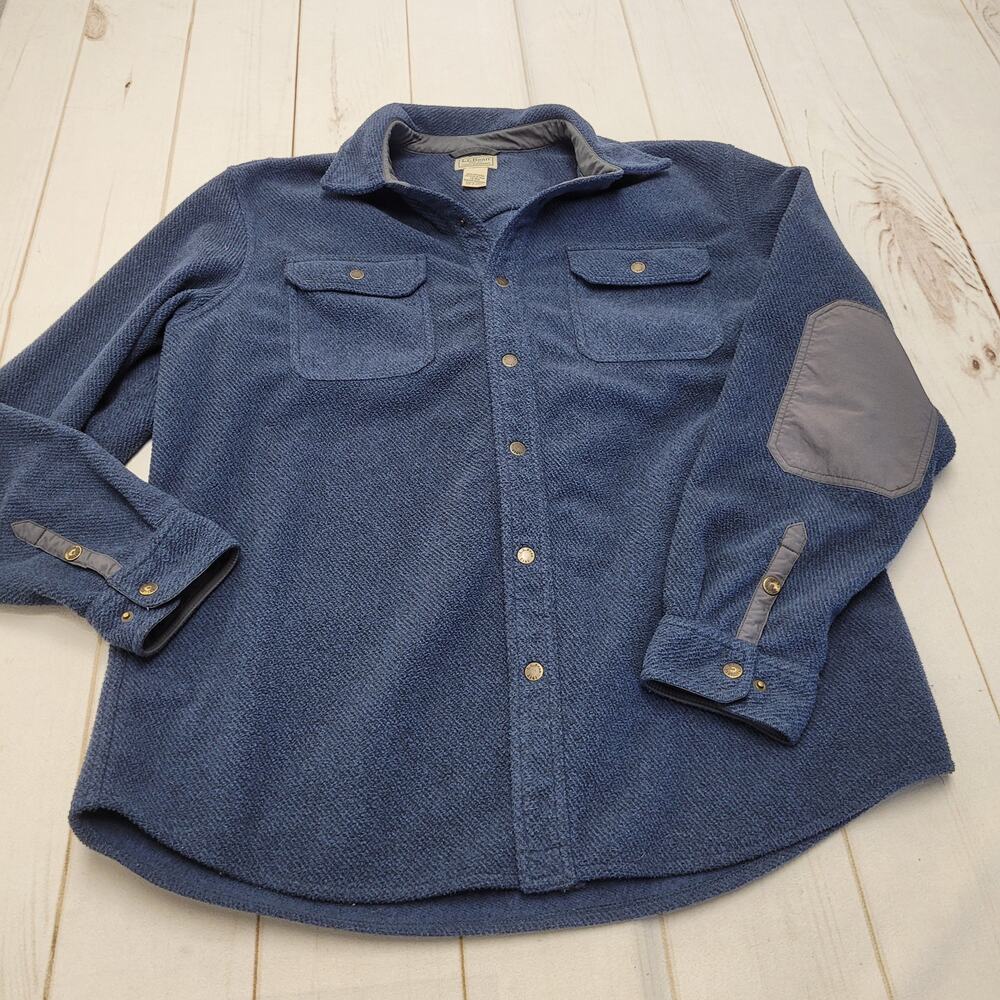 LL Bean Allagash blue fleece jacket shacket button down large gorpcore